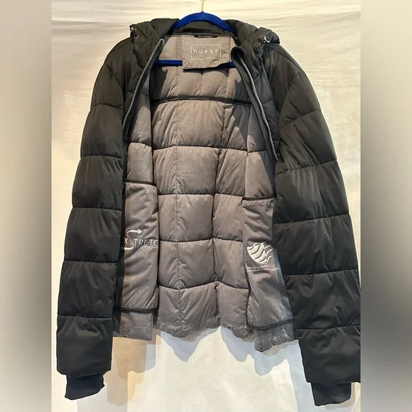 NWOT - Men’s Nuage Jet Black Hooded Puffer Jacket - Size Large - Picture 3 of 8